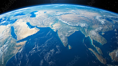 Earth world planet horizon at night as seen from space with India as the focal point wallpaper background