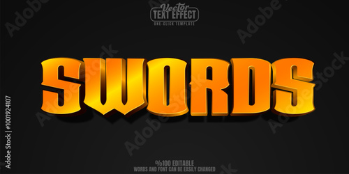 Sword editable text effect, customizable king and medieval 3d font style