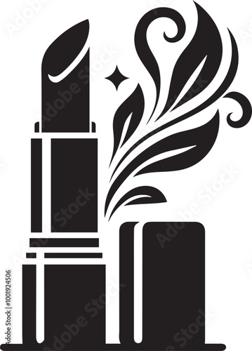 lipstick silhouette vector logo and icon black and white