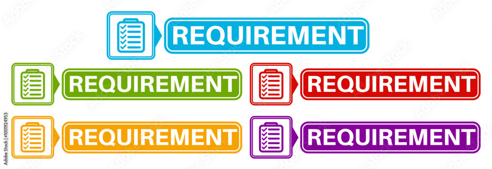 Set requirements icon. Checklist sign document labels design template Vector illustration Set requirements icon. Checklist sign document labels design template Vector illustration