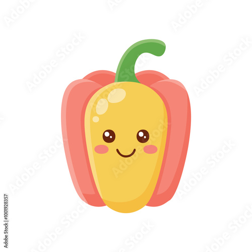 Bell Pepper Vegetable Cute Cartoon Fresh Animation Kawaii Healthy Character
