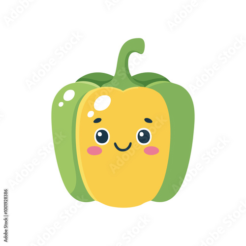Bell Pepper Vegetable Cute Cartoon Fresh Animation Kawaii Healthy Character
