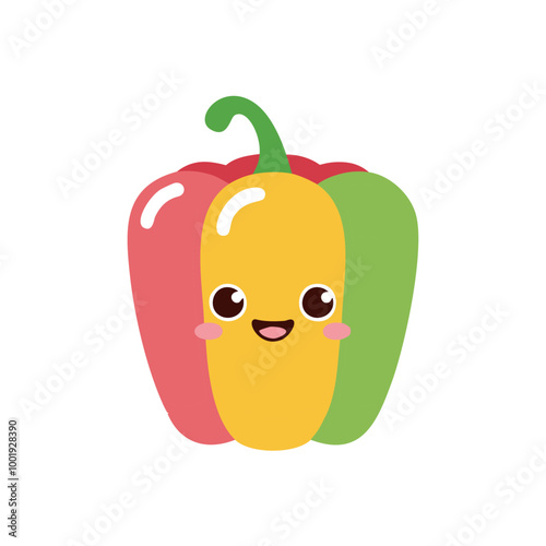 Bell Pepper Vegetable Cute Cartoon Fresh Animation Kawaii Healthy Character
