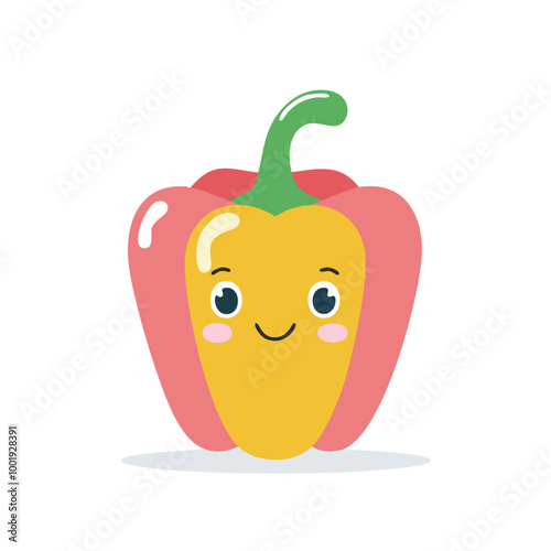 Bell Pepper Vegetable Cute Cartoon Fresh Animation Kawaii Healthy Character
