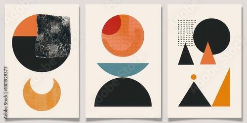 Mid-century modern boho poster templates: abstract shapes for postcards, covers, wallpaper, wall art, and home decor, perfect for minimalistic and contemporary design lovers.