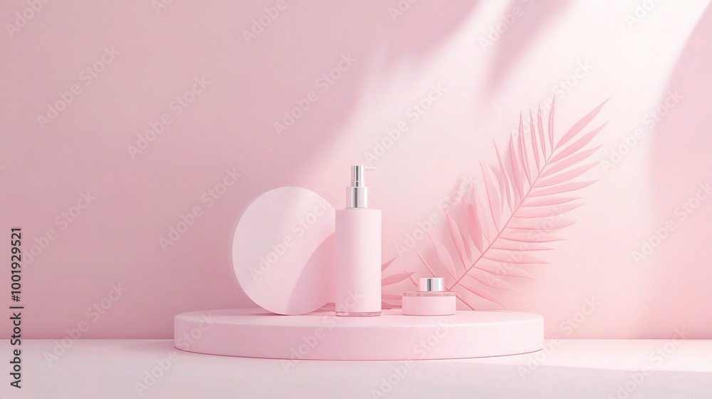 Soft Pink Minimalist Beauty Product Display Soft Pink Minimalist Beauty Product Display