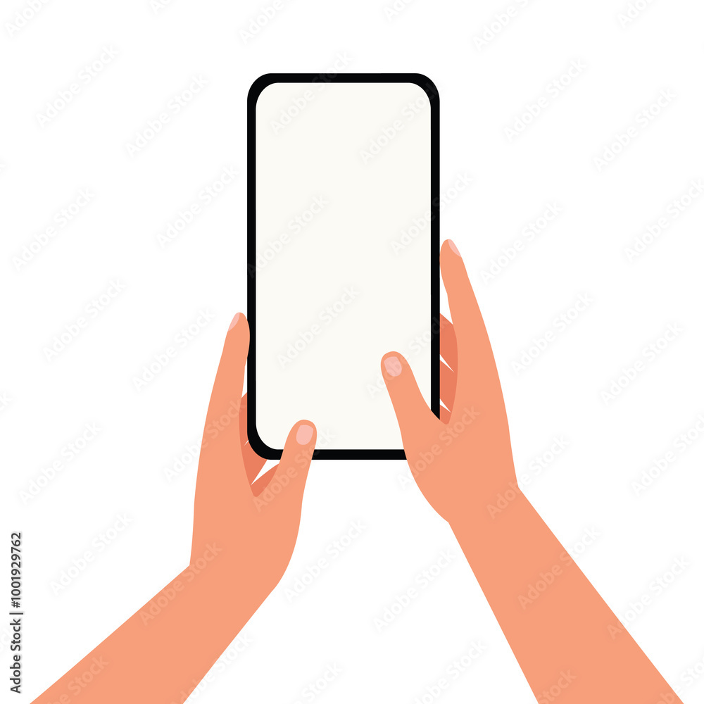 Hand holding mobile phone with empty screens, phone mock up and touching screen. Hand holding mobile phone with empty screens, phone mock up and touching screen.