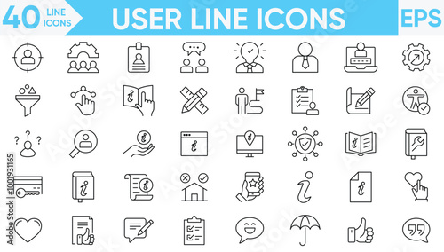Users line icons vector and illustrator set