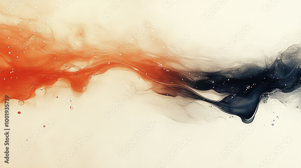 Abstract art with orange and black ink Abstract art with orange and black ink