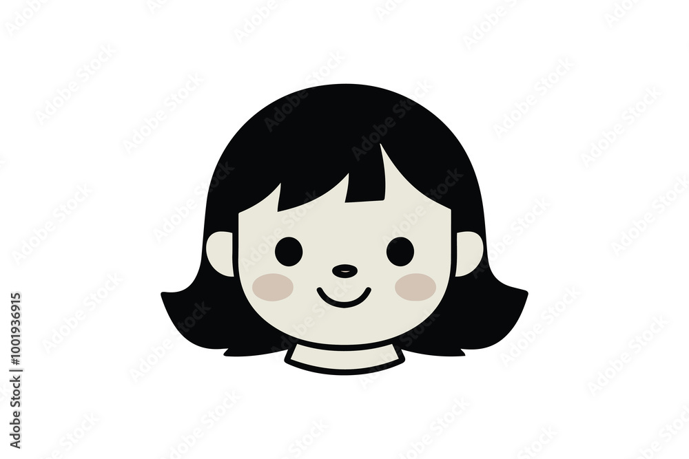 A cute girl silhouette vector art on white background A cute girl silhouette vector art on white background