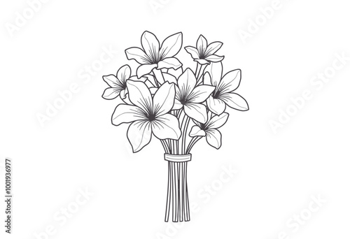 Whimsical Flower Sketches: Simple Bouquet Drawings for Coloring Book Enthusiasts - Black & White Floral Art for Stress Relief & Creativity