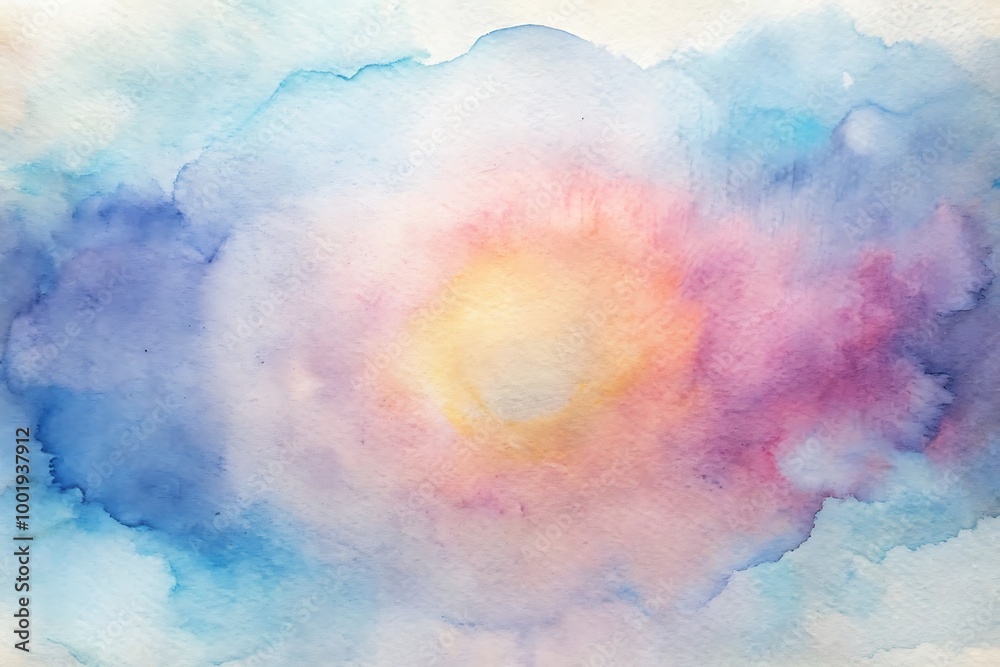 Fototapeta premium Abstract Watercolor Background with Blue, Pink, and Yellow Hues