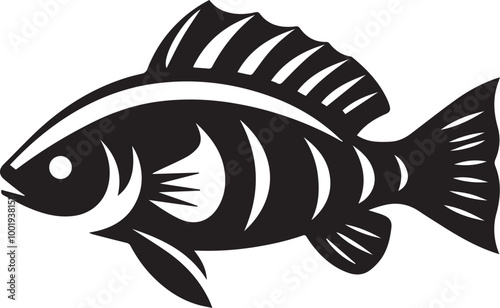 Archerfish silhouette vector icon black and white