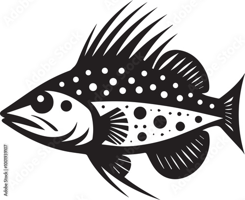 Archerfish silhouette vector icon black and white