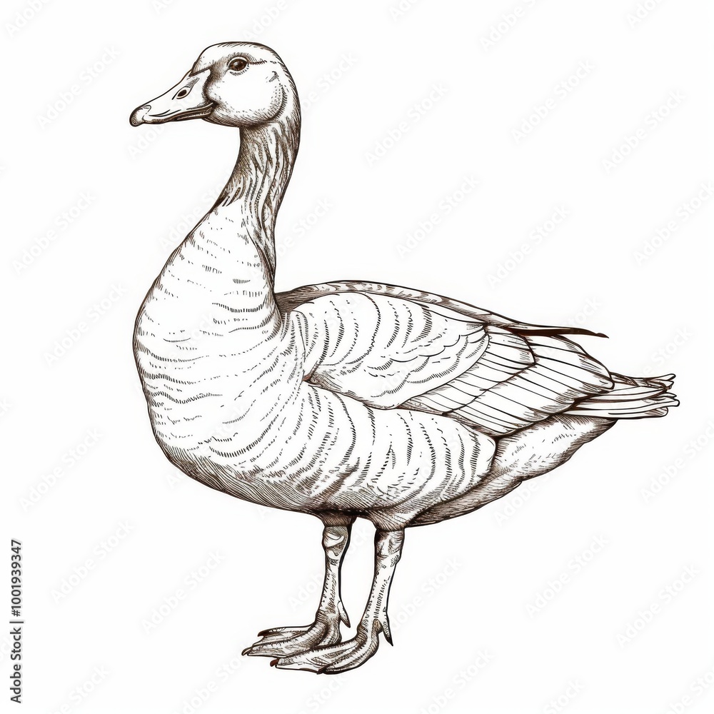 Clean White Goose Line Art Illustration Clean White Goose Line Art Illustration