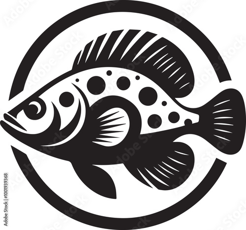 Archerfish silhouette vector icon black and white