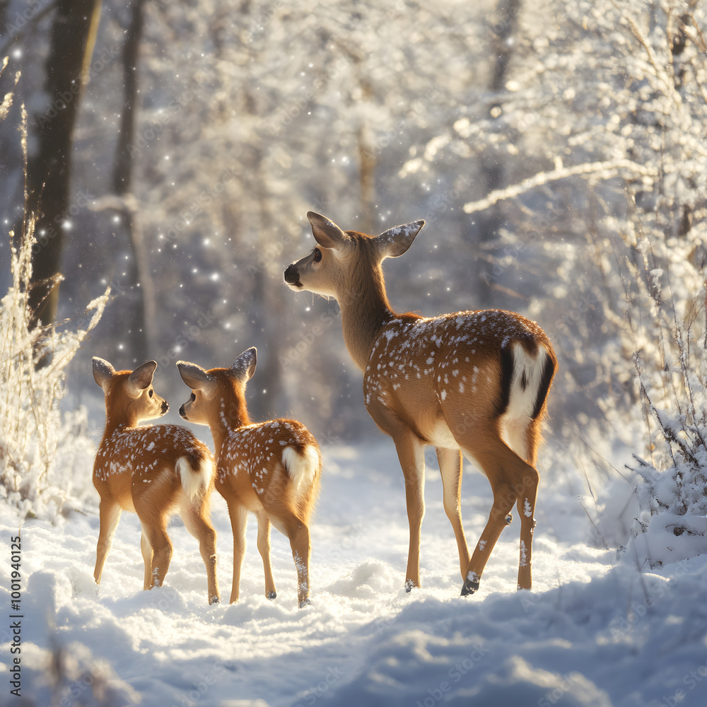 deer in the snow deer in the snow
