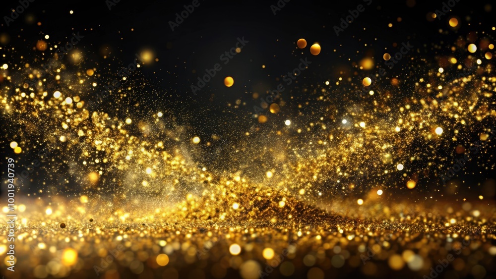 Luxurious and futuristic gold dust and particles on a black background , gold, dust, particles, glittering Luxurious and futuristic gold dust and particles on a black background , gold, dust, particles, glittering