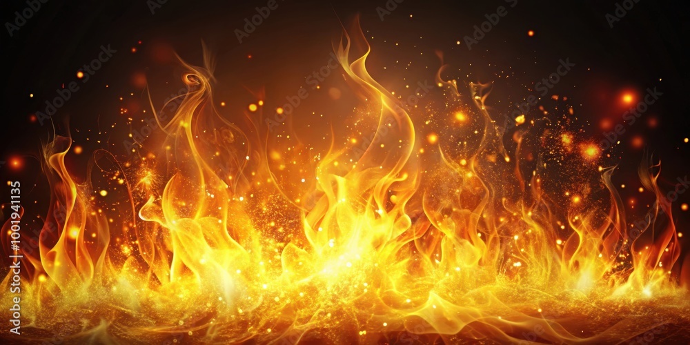 Abstract orange and yellow fire with bright sparks background, abstract, fiery, flames, sparks, blazing, hot, vibrant Abstract orange and yellow fire with bright sparks background, abstract, fiery, flames, sparks, blazing, hot, vibrant