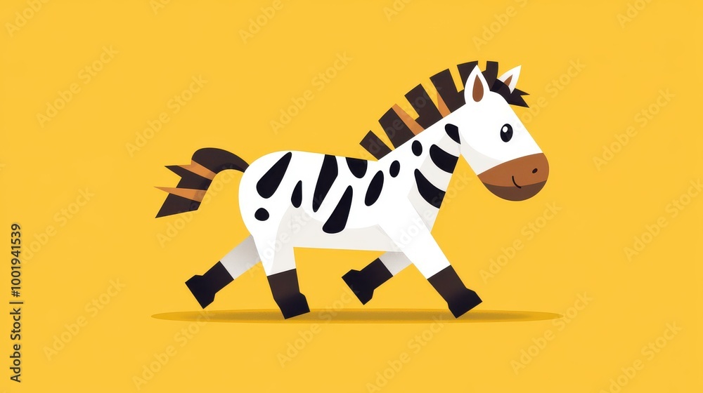Fototapeta premium Enjoy the whimsical charm of a spotted white donkey, complete with a rich texture and playful brown tail.