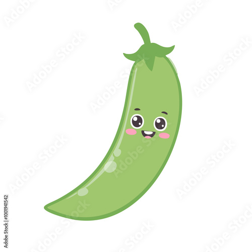 Green Beans Vegetable Cute Cartoon Fresh Animation Kawaii Healthy Character
