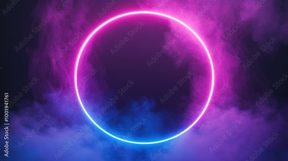 This vibrant vector design showcases a glowing neon ring against a smooth, smoky backdrop for a chic aesthetic.