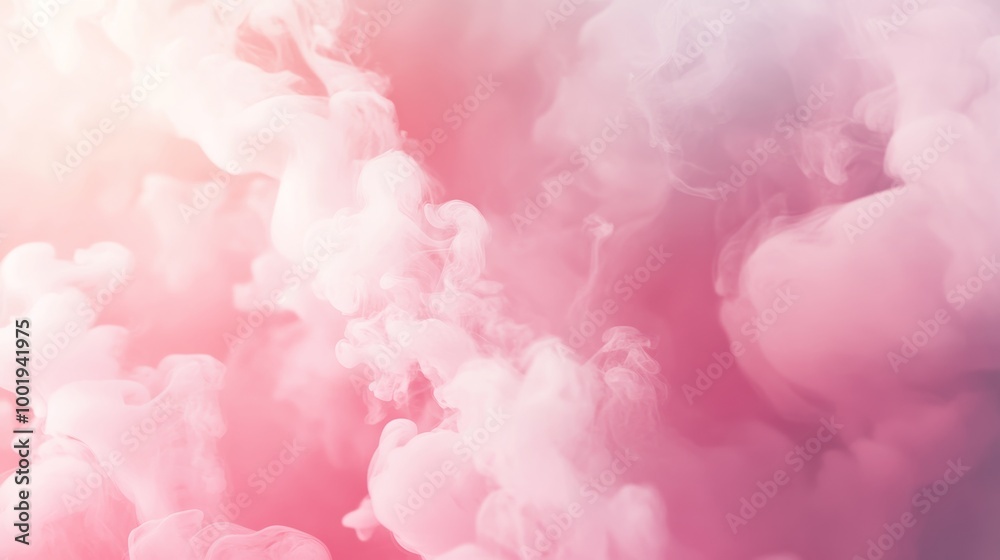 Pink and white cloud-like smoke swirling