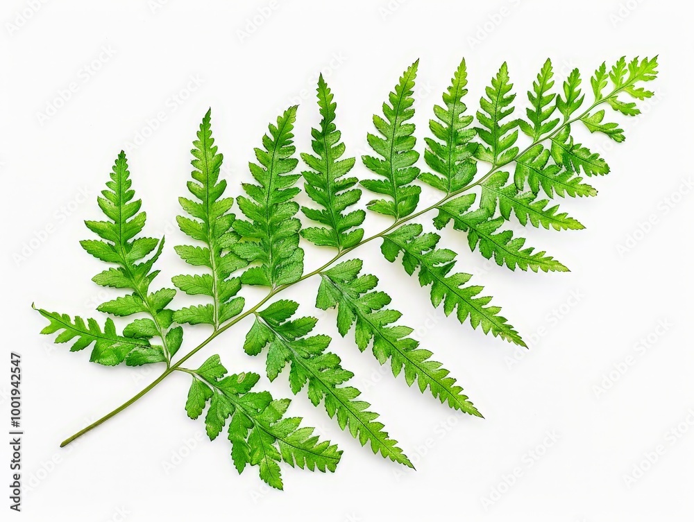 Green Fern Leaf on White Background Green Fern Leaf on White Background