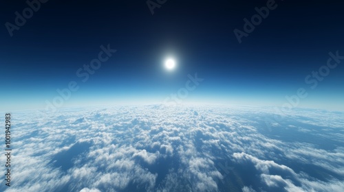 A stunning skyscape with minimal clouds, deep blue sky photo