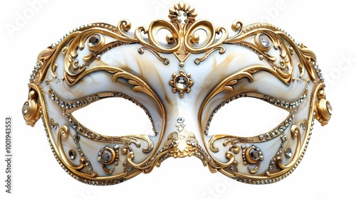 Elegant Venetian Carnival Mask Isolated On White