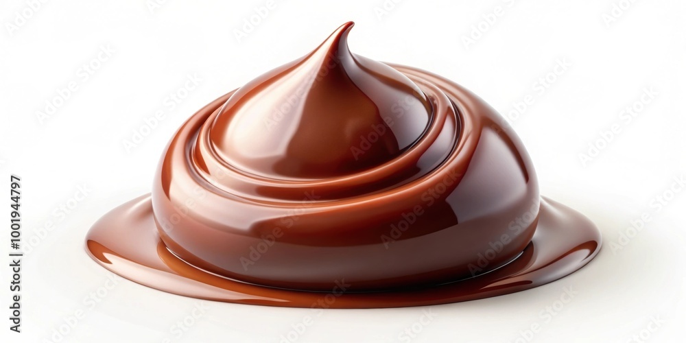 rendering of a delicious chocolate drop on a white background, chocolate, drop, rendering, sweet, dessert, cocoa