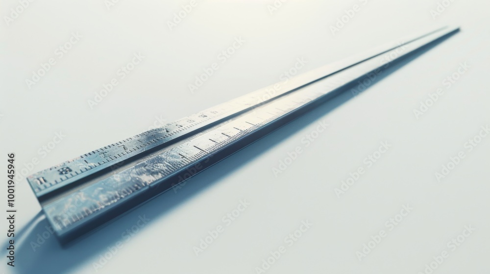 Minimalist 3D Ruler on Clean White Surface