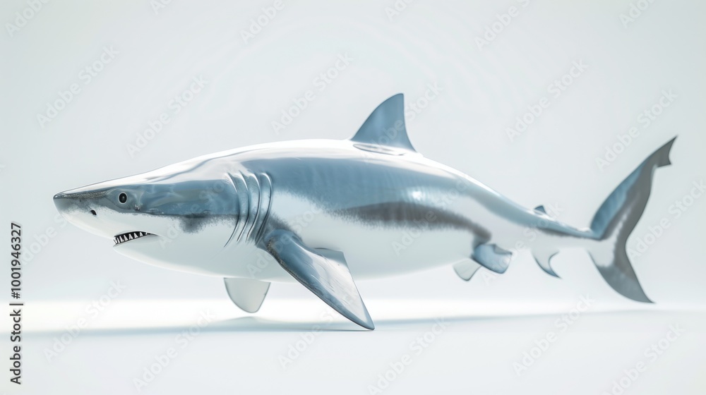 Fototapeta premium Clean 3D Minimalist Shark Illustration