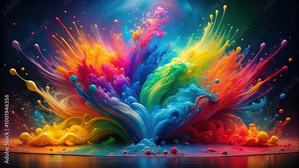 Rainbow paint explosion with multicolored splashing swirls, abstract artistic colored background, rainbow, paint Rainbow paint explosion with multicolored splashing swirls, abstract artistic colored background, rainbow, paint