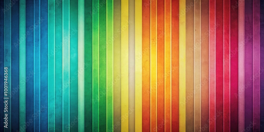 Colorful retro rainbow striped background with grainy texture and black vertical lines on a gradient of light green Colorful retro rainbow striped background with grainy texture and black vertical lines on a gradient of light green