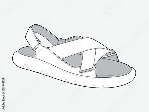 Sports sandals for men vector mockup template