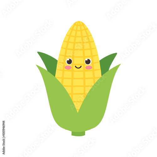 Corn Vegetable Cute Cartoon Fresh Animation Kawaii Healthy Character

