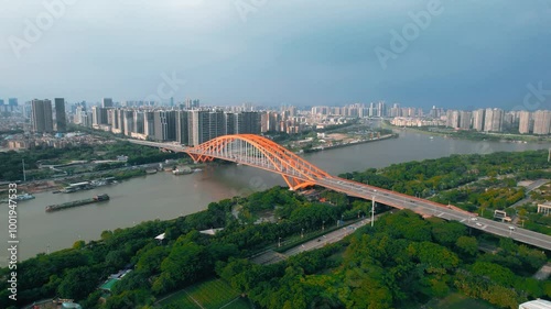 City Landmark Aerial Photography Guangdong Foshan Dongping Bridge photo