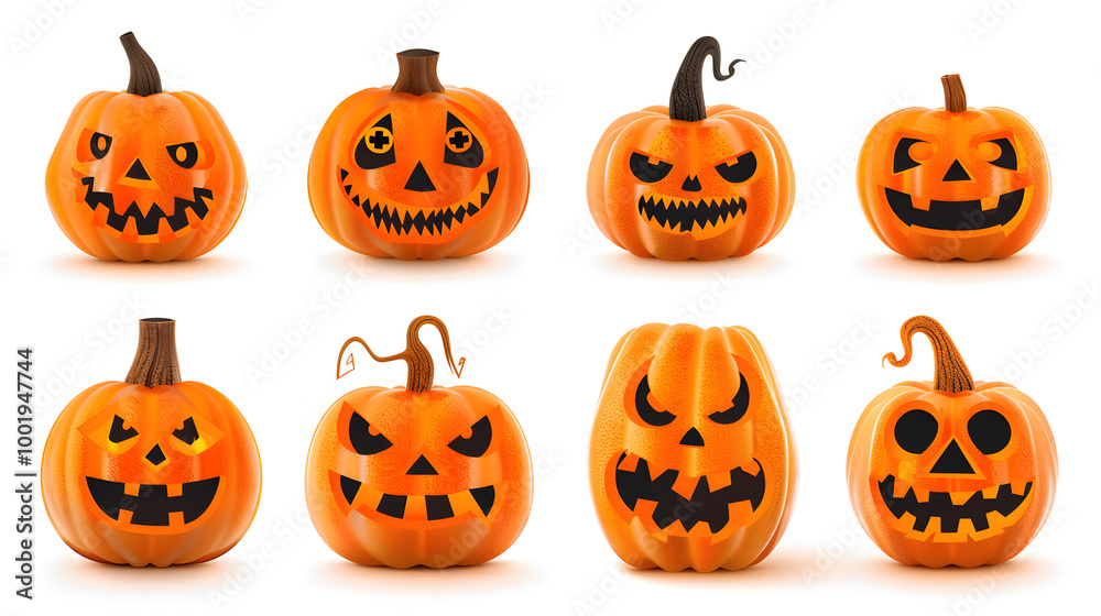 Halloween Pumpkin Set with Spooky Faces and Autumn Vibes Halloween Pumpkin Set with Spooky Faces and Autumn Vibes