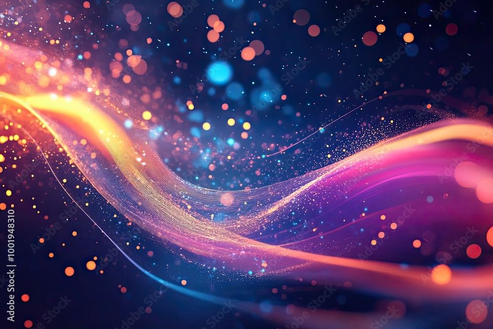 Fototapeta premium Abstract Swirling Lights and Bokeh on a Dark Background