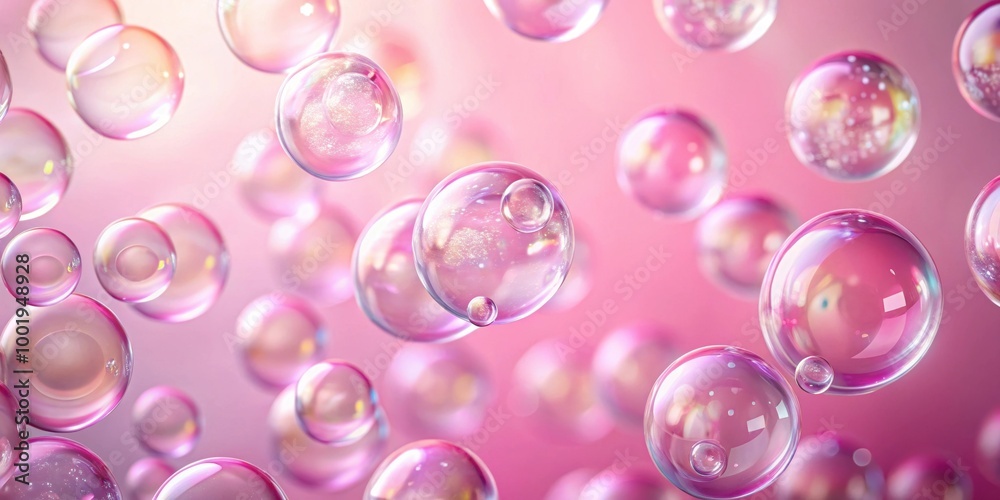 Close up of bubbles on pink background, creating a delicate and serene atmosphere, cosmetic, skincare, product, texture Close up of bubbles on pink background, creating a delicate and serene atmosphere, cosmetic, skincare, product, texture