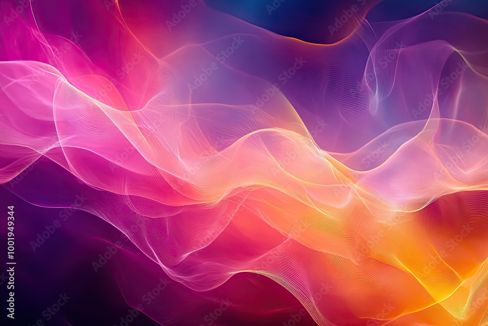 Fototapeta premium Abstract Waves of Pink, Yellow, and Blue Hues