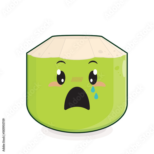 coconut scared face cartoon cute