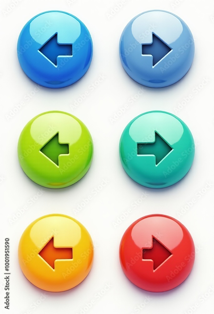 Colorful UI Elements: Rounded Buttons with Arrows in Blue, Green, Yellow, Cyan & Red - Perfect for Web Development & Interactive Design Projects Colorful UI Elements: Rounded Buttons with Arrows in Blue, Green, Yellow, Cyan & Red - Perfect for Web Development & Interactive Design Projects
