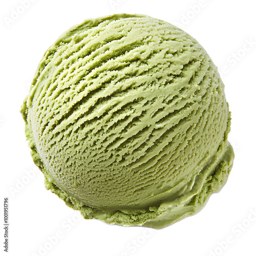  a scoop of matcha green tea ice cream isolated background
