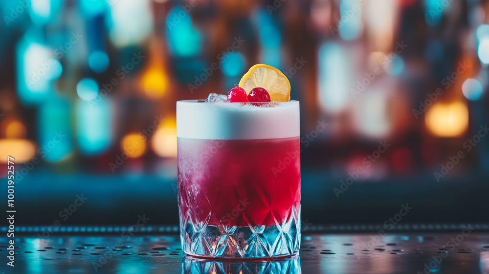 Celebrating National Bartender Day with a vibrant cocktail at a bustling bar in the evening