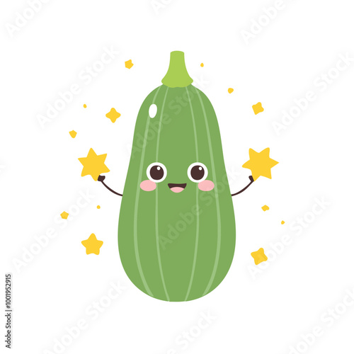 Zucchini Vegetable Cute Cartoon Fresh Animation Kawaii Healthy Character
