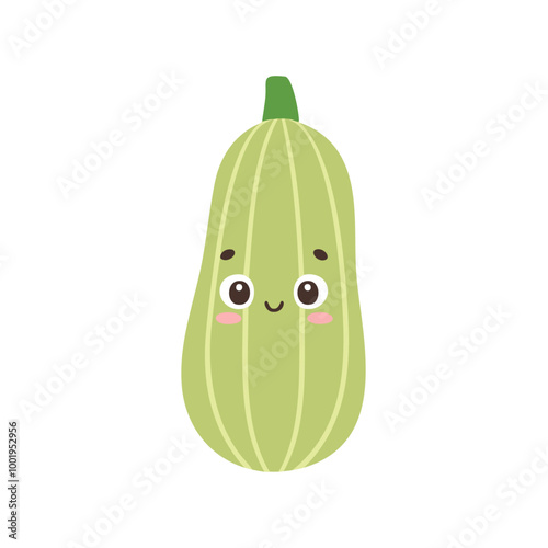 Zucchini Vegetable Cute Cartoon Fresh Animation Kawaii Healthy Character
