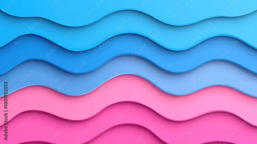 Abstract layered waves in shades of blue and pink, creating a modern design aesthetic. Abstract layered waves in shades of blue and pink, creating a modern design aesthetic.