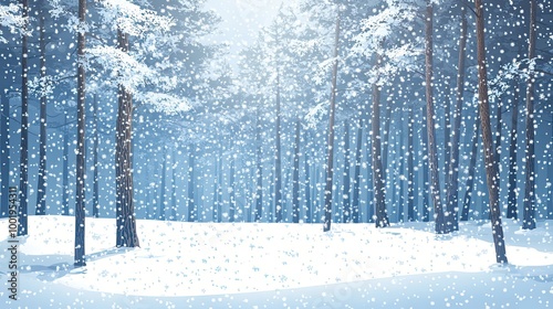 Wallpaper Mural Snowfall in a Winter Forest with a Snowy Ground Torontodigital.ca